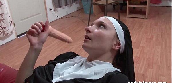  Pretty young french nun deep anal fucked fisted and cum in mouth by the priest